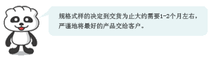 规格式样的决定到交货为止大约需要1-2个月左右，严谨地将最好的产品交给客户。