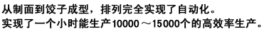 从制面到饺子成型，排列完全实现了自动化。