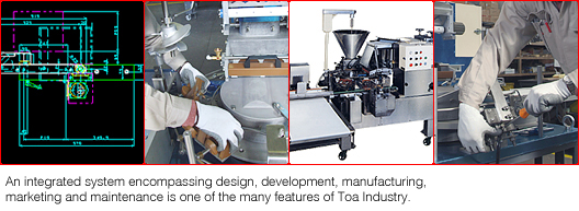 An integrated system encompassing design, development, manufacturing, marketing and maintenance is one of the many features of Toa Industry.