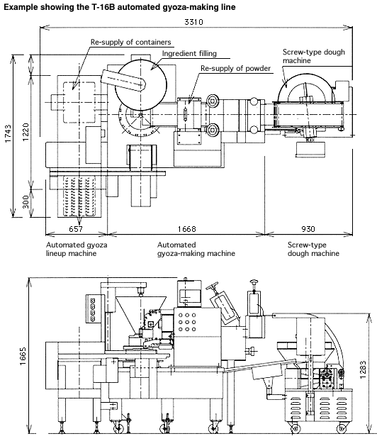 Example showing the T-16B automated gyoza-making line